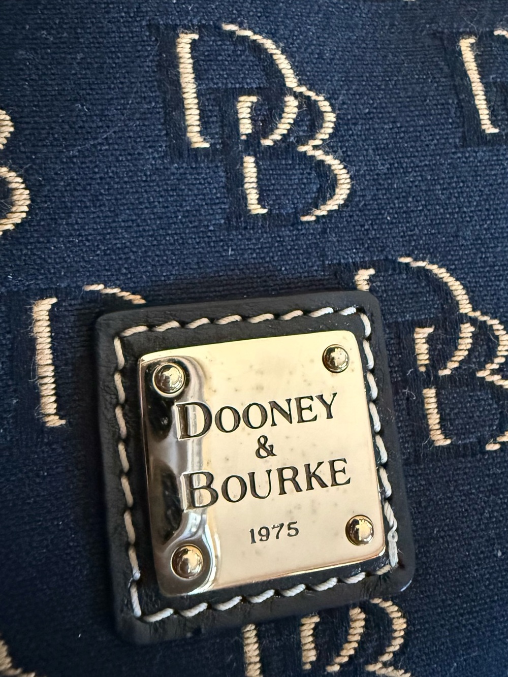 Dooney & Bourke Navy and Gold Logo Wristlet with Strap - Picture 5 of 5